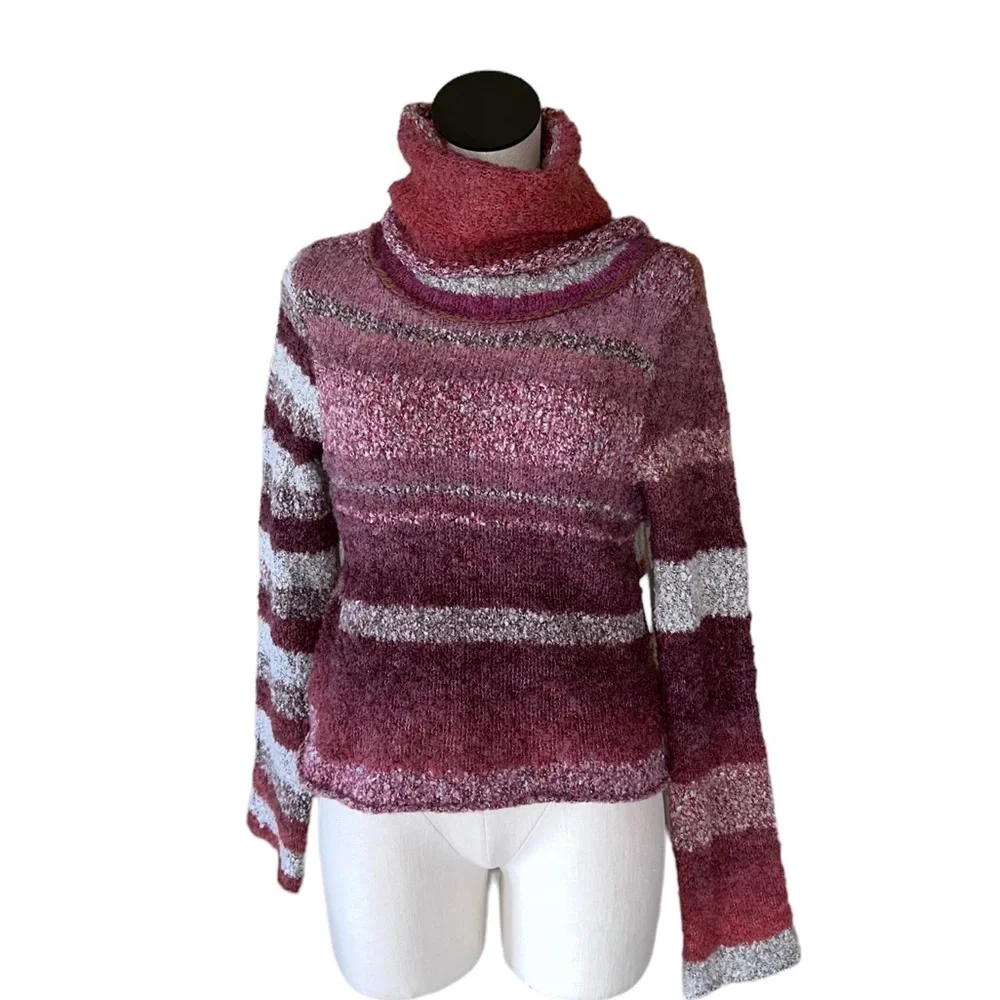 NWT Free People My Girl Turtleneck Sweater In Sunburst Combo Wool Blend